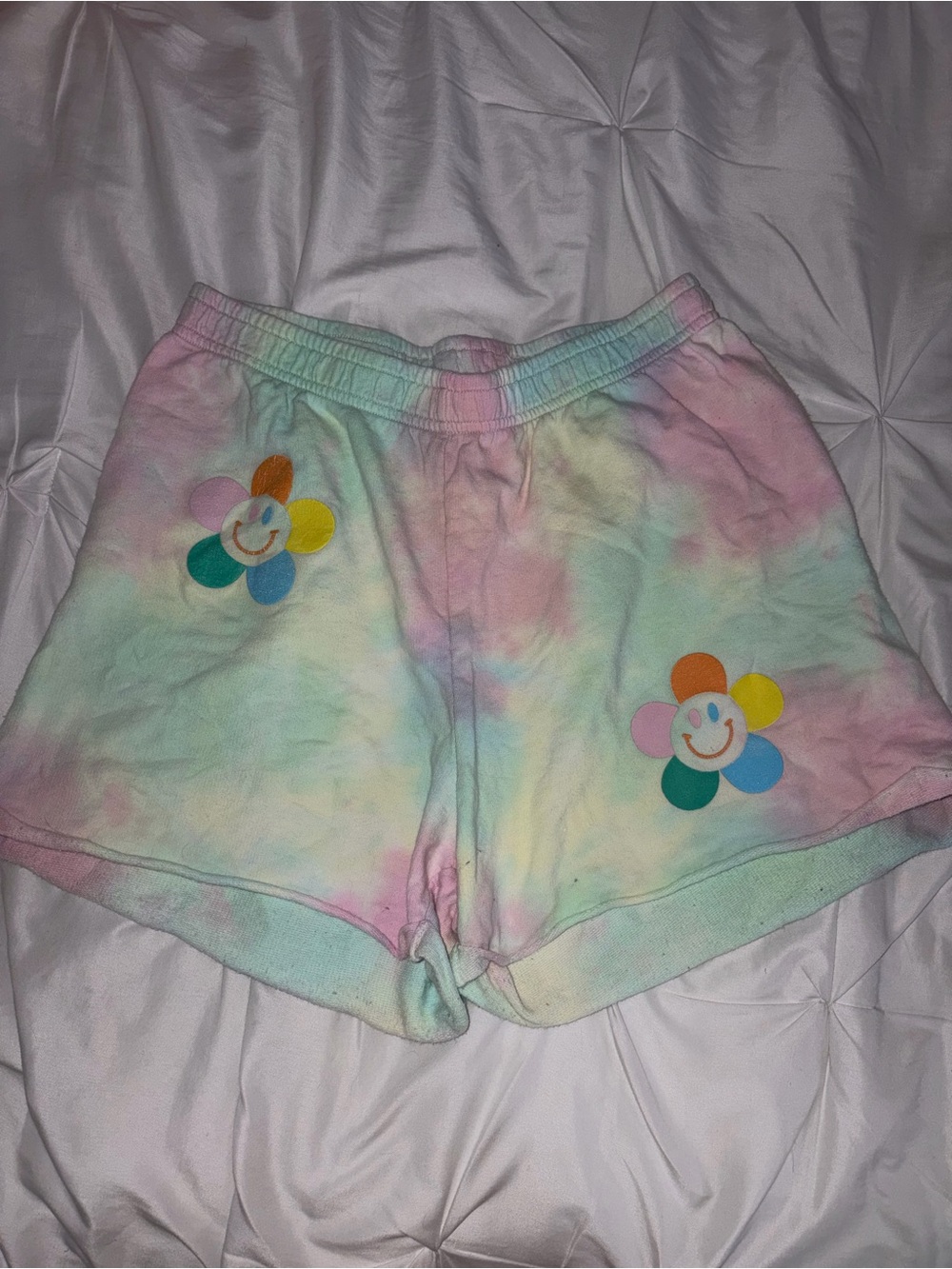 Pacsun Tie-Dye Pastel Smile Flower Lounge Shorts/Sweat Shorts